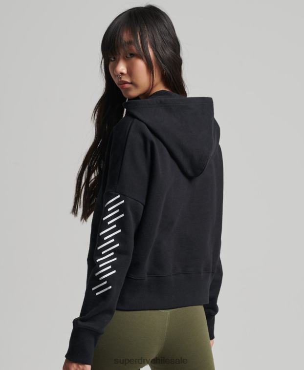 mujer Superdry negro sudadera con capucha Code Core Sport Crop Box 2R68Z5862
