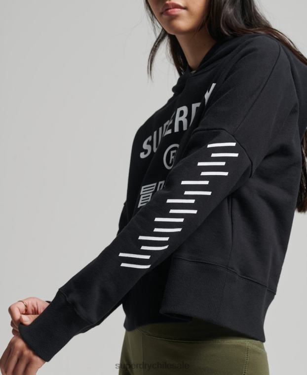 mujer Superdry negro sudadera con capucha Code Core Sport Crop Box 2R68Z5862