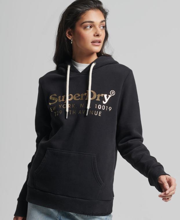 mujer Superdry negro sudadera con capucha de interés del lugar 2R68Z5985