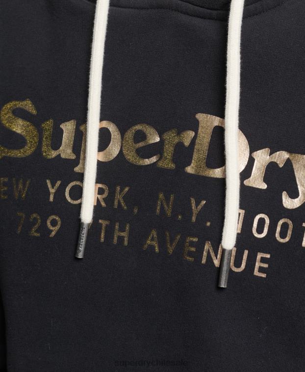 mujer Superdry negro sudadera con capucha de interés del lugar 2R68Z5985