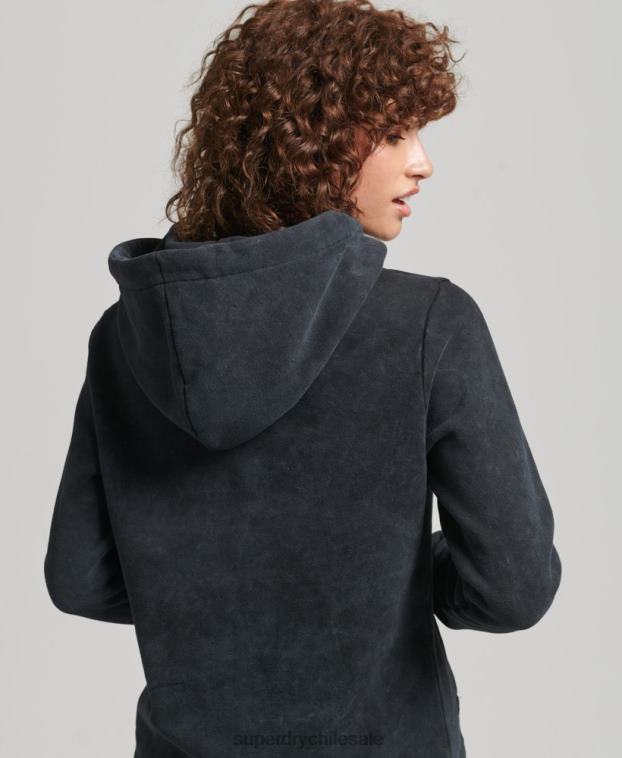 mujer Superdry negro sudadera con capucha de metal de la marca 2R68Z5783