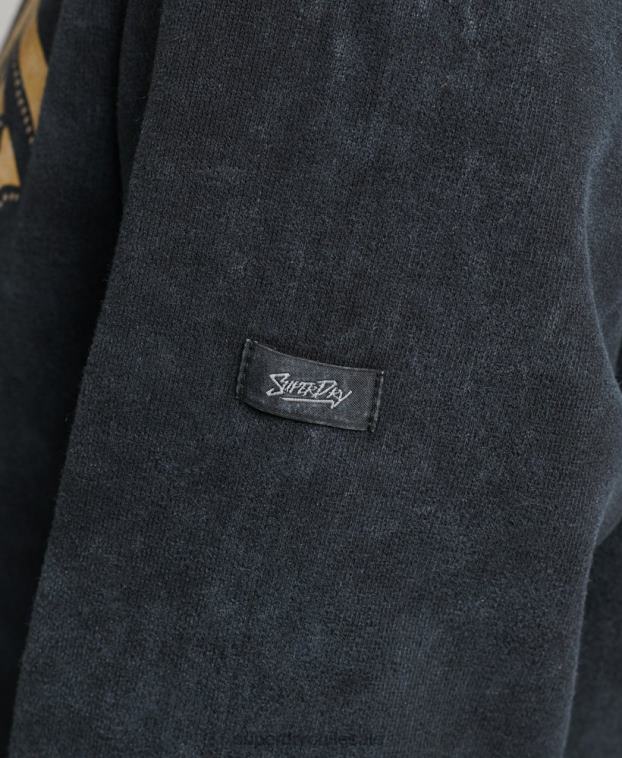 mujer Superdry negro sudadera con capucha de metal de la marca 2R68Z5783