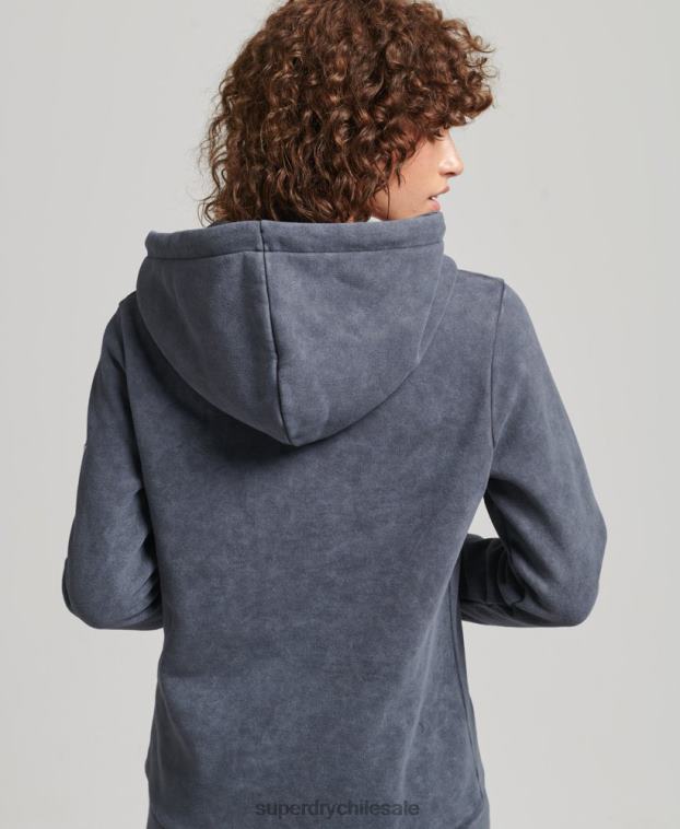 mujer Superdry negro sudadera con capucha de metal de la marca 2R68Z5849