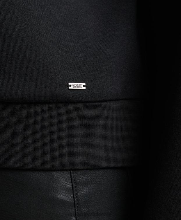 mujer Superdry negro sudadera con capucha de modal 2R68Z6065