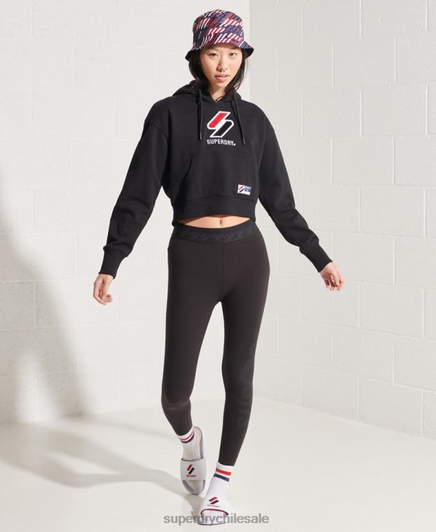 mujer Superdry negro sudadera con capucha estilo boxy sportstyle 2R68Z3496