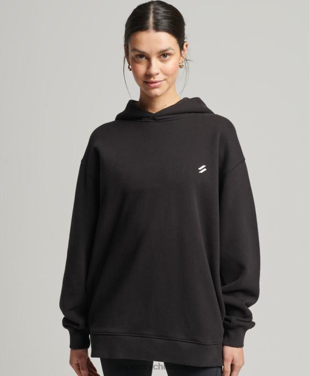 mujer Superdry negro sudadera con capucha extragrande 2R68Z5988