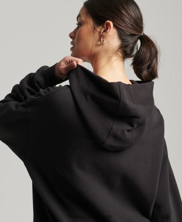 mujer Superdry negro sudadera con capucha extragrande 2R68Z5988