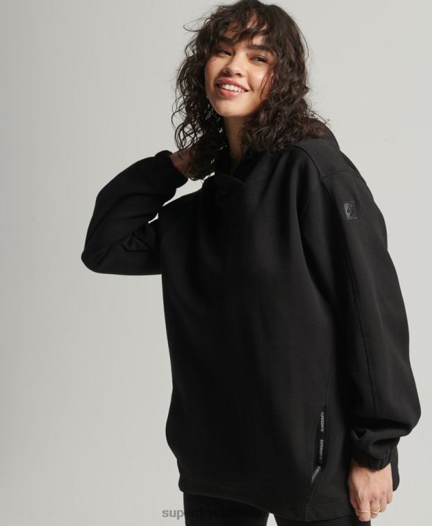 mujer Superdry negro sudadera con capucha extragrande Code Tech 2R68Z5789