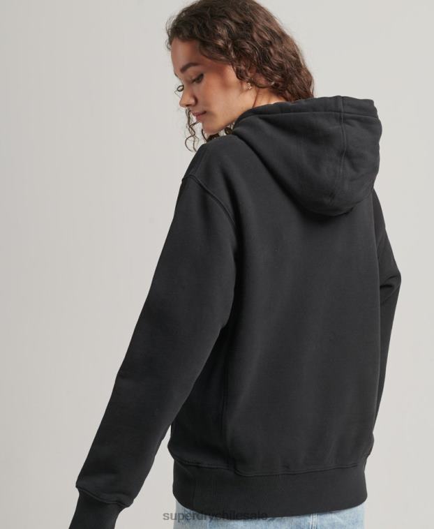 mujer Superdry negro sudadera con capucha extragrande con logo de medios tonos 2R68Z5791