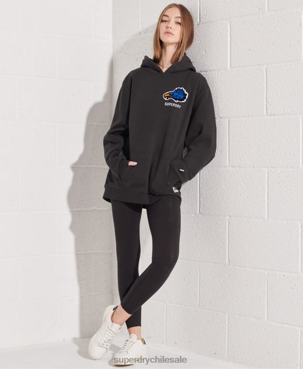 mujer Superdry negro sudadera con capucha extragrande de la franquicia moderna 2R68Z3453