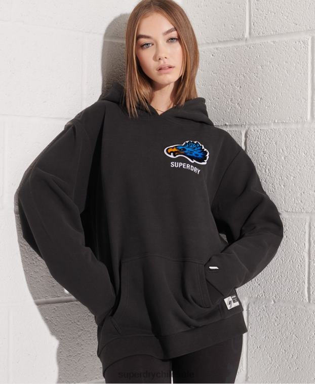 mujer Superdry negro sudadera con capucha extragrande de la franquicia moderna 2R68Z3453