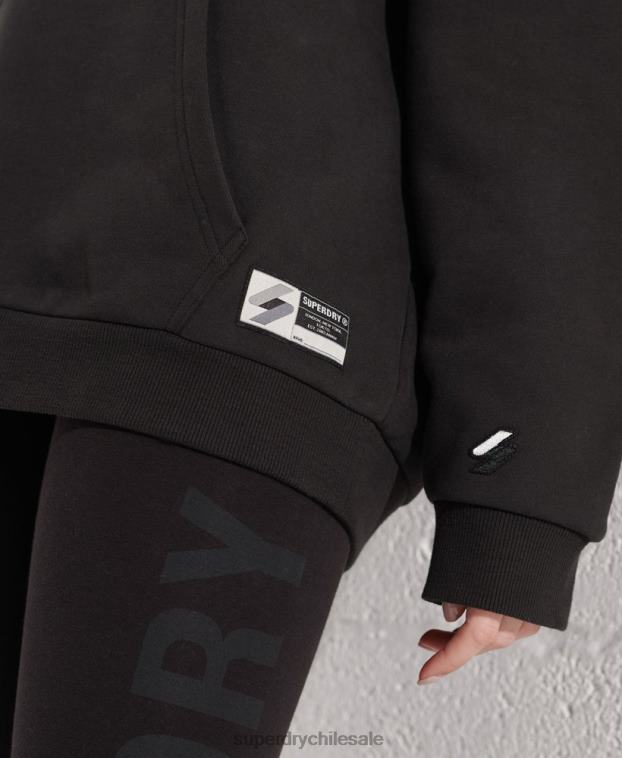 mujer Superdry negro sudadera con capucha extragrande de la franquicia moderna 2R68Z3453