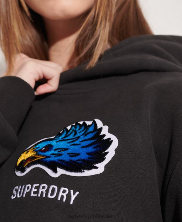 mujer Superdry negro sudadera con capucha extragrande de la franquicia moderna 2R68Z3453