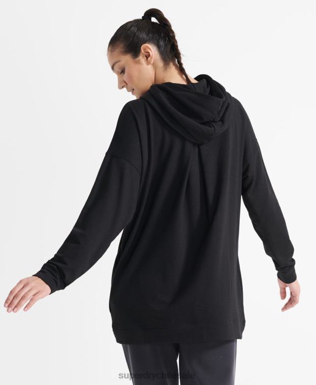 mujer Superdry negro sudadera con capucha holgada flexible 2R68Z6080