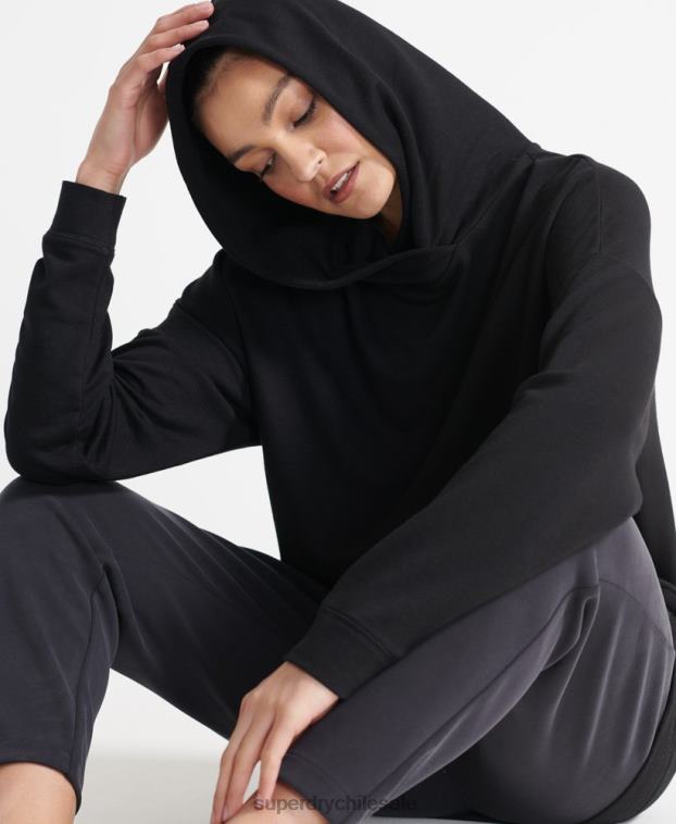 mujer Superdry negro sudadera con capucha holgada flexible 2R68Z6080
