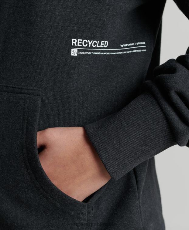 mujer Superdry negro sudadera con capucha micro reciclada 2R68Z5973