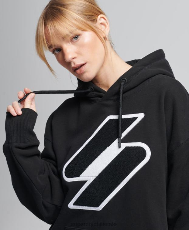 mujer Superdry negro sudadera con capucha oversize de chenilla 2R68Z5954