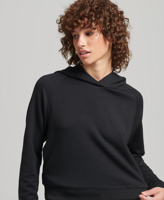 mujer Superdry negro sudadera con capucha suave modal 2R68Z5823