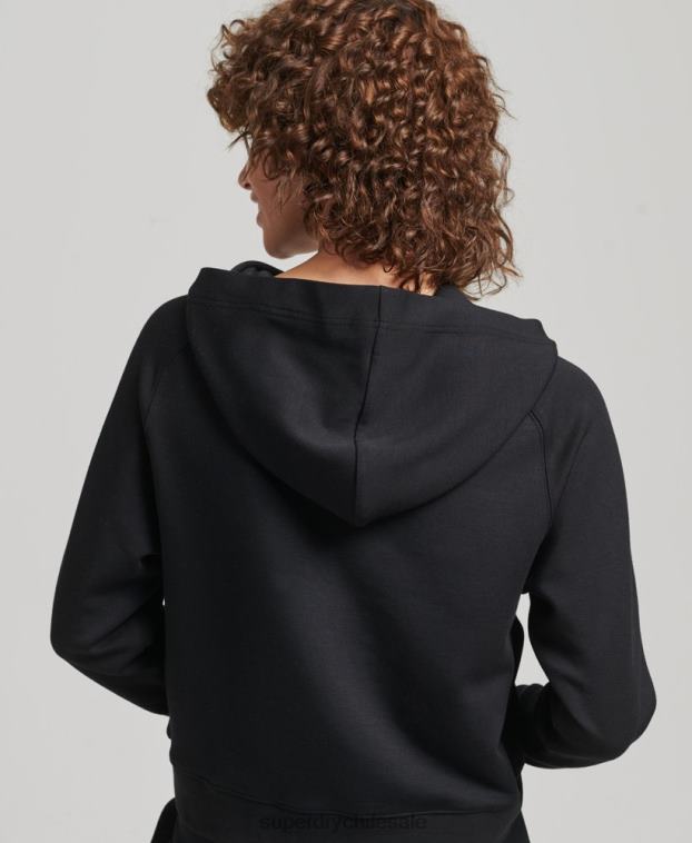 mujer Superdry negro sudadera con capucha suave modal 2R68Z5823