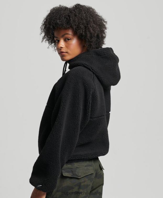 mujer Superdry negro sudadera con capucha y cremallera 2R68Z3401