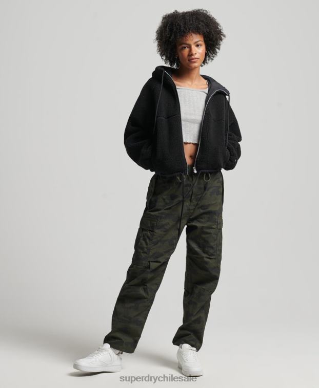 mujer Superdry negro sudadera con capucha y cremallera 2R68Z3401