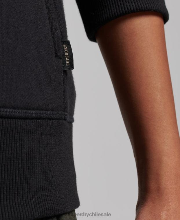 mujer Superdry negro sudadera con capucha y logo bordado 2R68Z6100