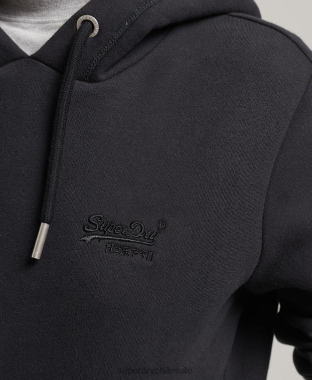 mujer Superdry negro sudadera con capucha y logo esencial de algodón orgánico 2R68Z5766