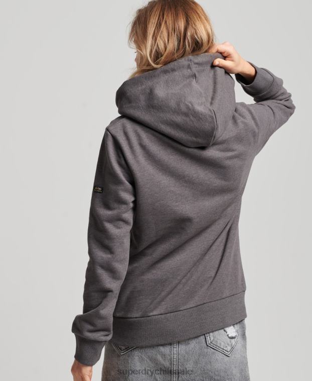 mujer Superdry negro sudadera con capucha y logo vintage 2R68Z3440