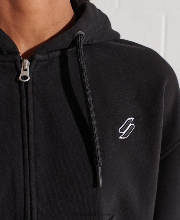 mujer Superdry negro sudadera con cremallera code essential 2R68Z5944