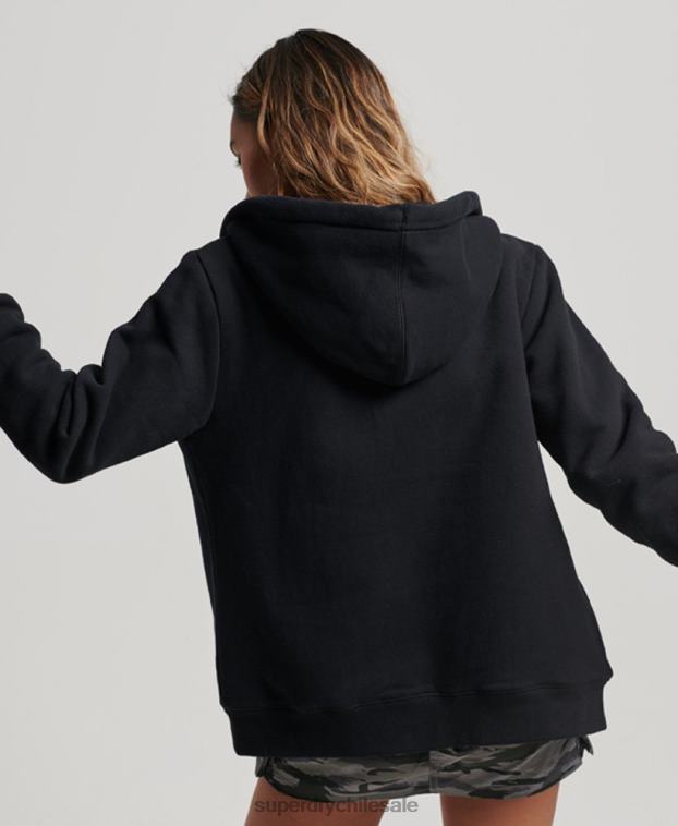 mujer Superdry negro sudadera con cremallera y forro de borreguito esencial 2R68Z5741