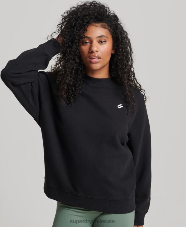 mujer Superdry negro sudadera con cuello redondo de algodón orgánico 2R68Z6349