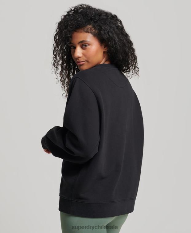 mujer Superdry negro sudadera con cuello redondo de algodón orgánico 2R68Z6349