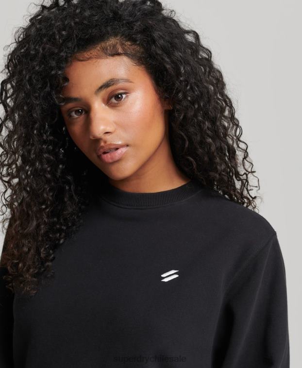 mujer Superdry negro sudadera con cuello redondo de algodón orgánico 2R68Z6349