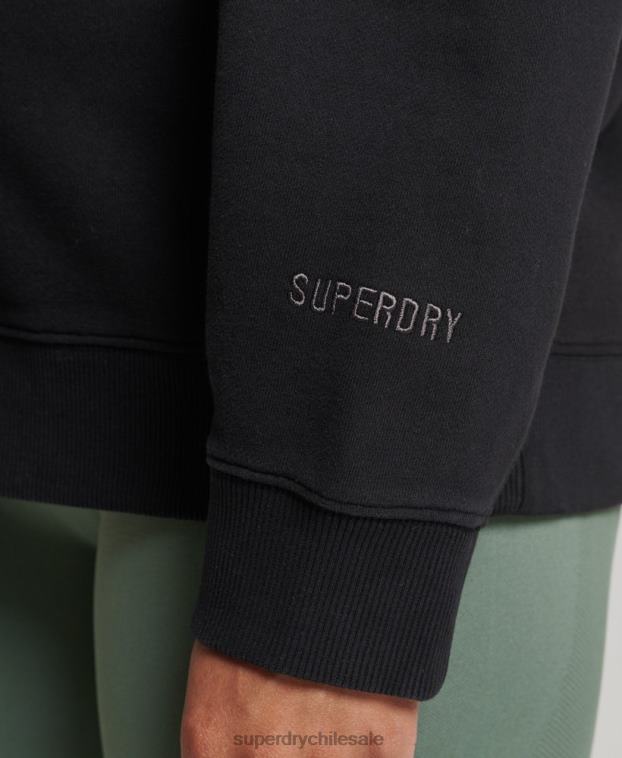 mujer Superdry negro sudadera con cuello redondo de algodón orgánico 2R68Z6349