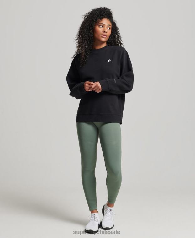 mujer Superdry negro sudadera con cuello redondo de algodón orgánico 2R68Z6349