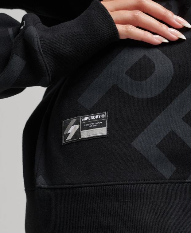 mujer Superdry negro sudadera con estampado de logo central en toda la prenda 2R68Z5896
