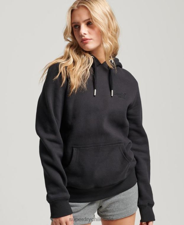 mujer Superdry negro sudadera con logo bordado 2R68Z2321
