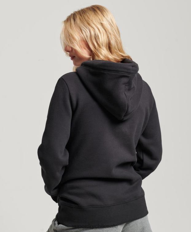 mujer Superdry negro sudadera con logo bordado 2R68Z2321