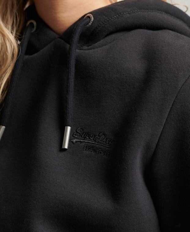 mujer Superdry negro sudadera con logo bordado 2R68Z2321