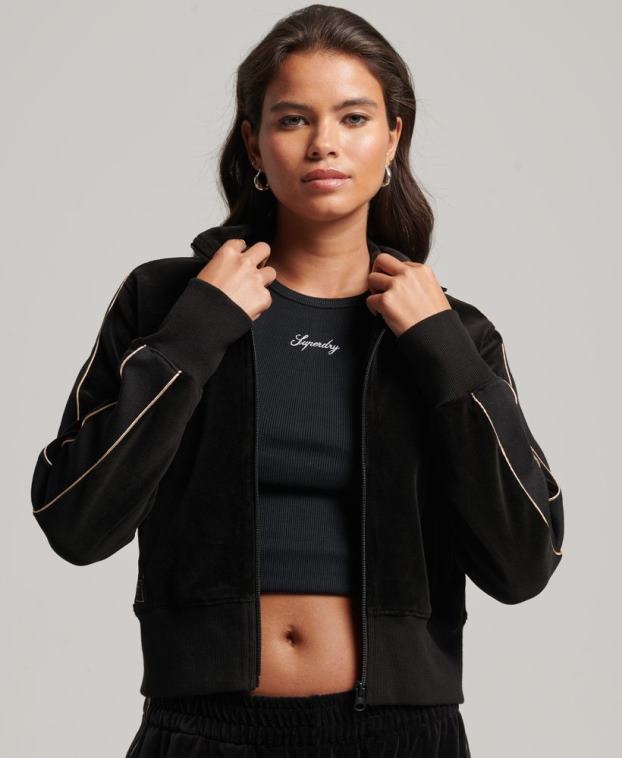 mujer Superdry negro sudadera con logo de code s 2R68Z6091