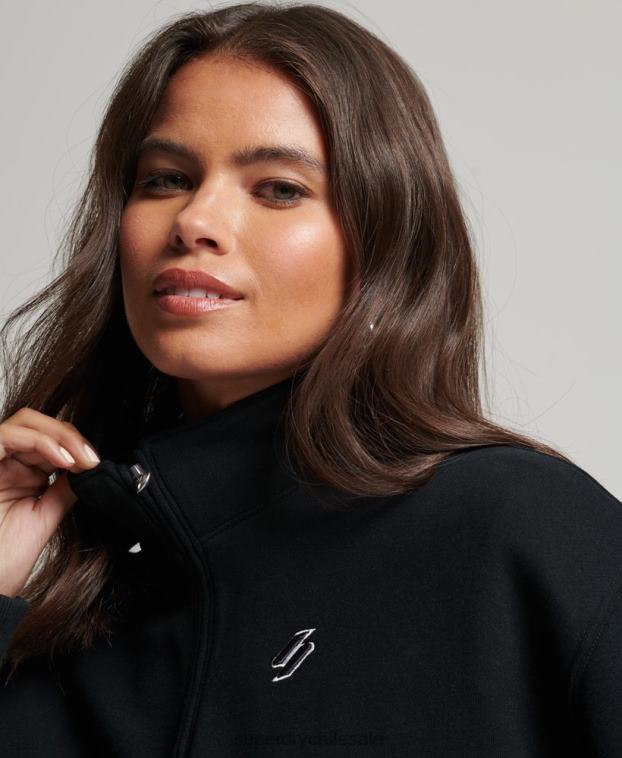 mujer Superdry negro sudadera con media cremallera y logo esencial 2R68Z5840