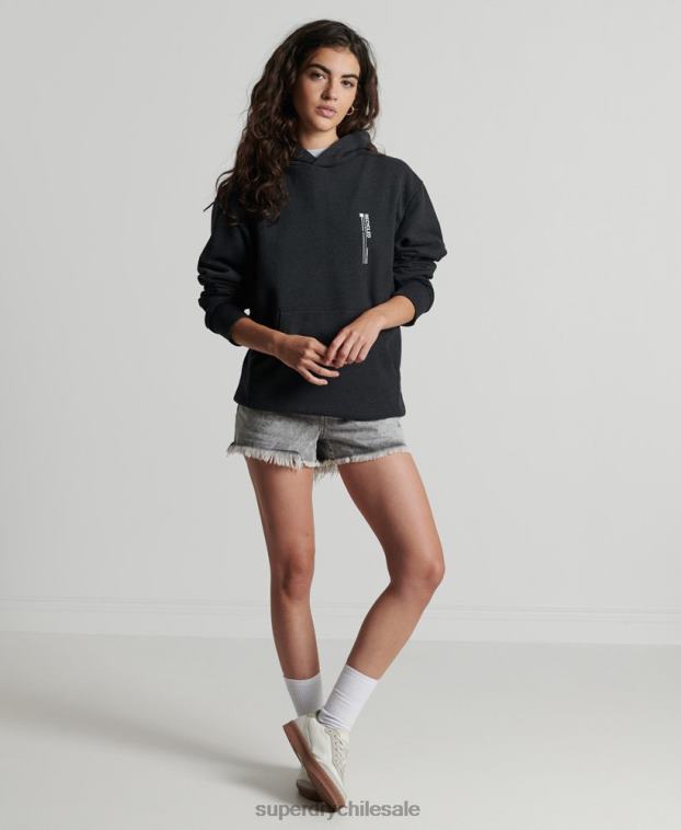 mujer Superdry negro sudadera con micro lateral reciclado 2R68Z5974