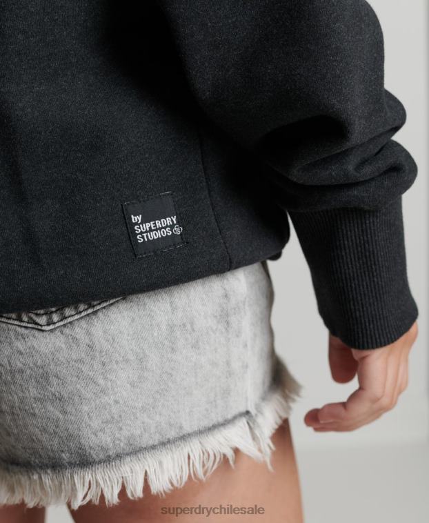 mujer Superdry negro sudadera con micro lateral reciclado 2R68Z5974