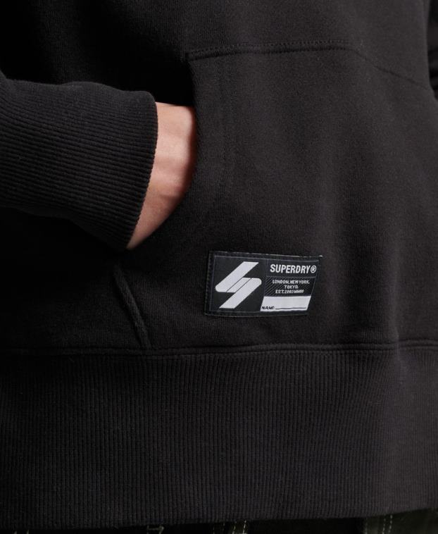 mujer Superdry negro sudadera corta con capucha y logo independiente 2R68Z5780