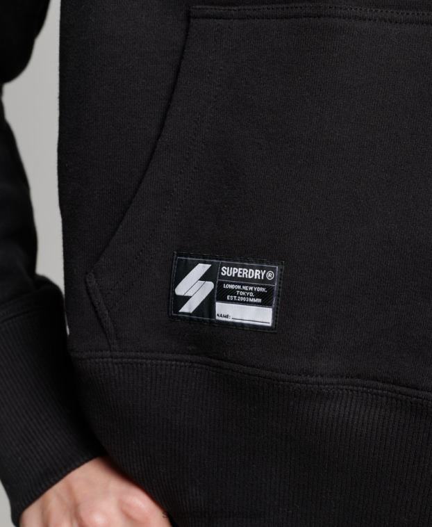mujer Superdry negro sudadera corta con capucha y logo independiente 2R68Z5871