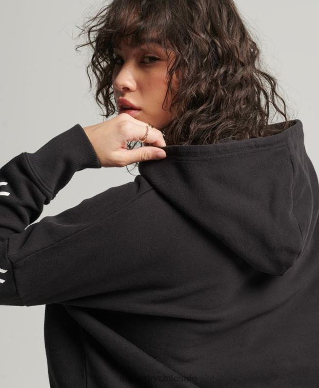 mujer Superdry negro sudadera corta deportiva con capucha 2R68Z3493
