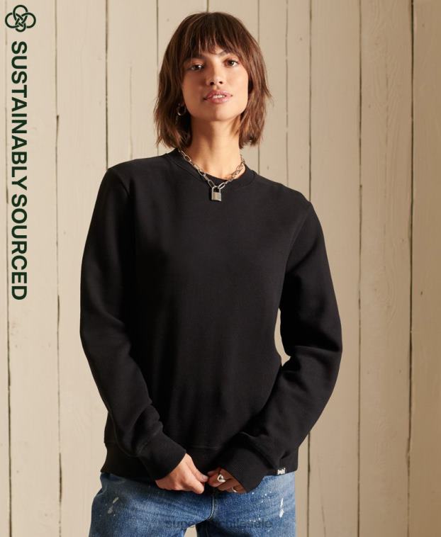 mujer Superdry negro sudadera de algodón orgánico con logo vintage 2R68Z5814