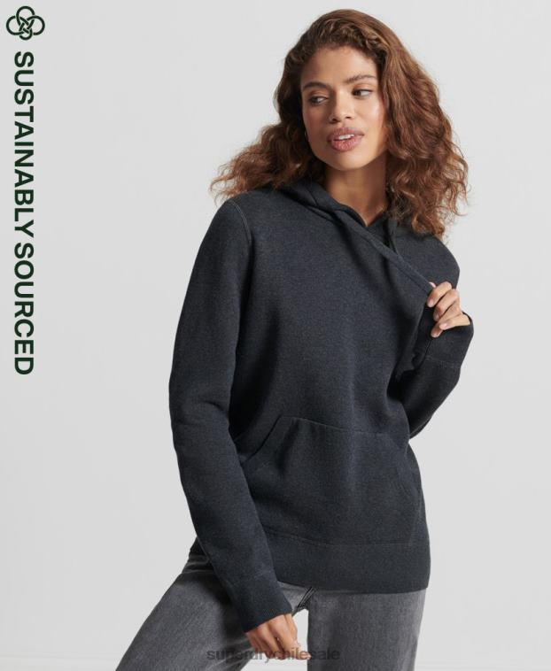 mujer Superdry negro sudadera esencial de algodón orgánico con capucha de algodón orgánico 2R68Z6686