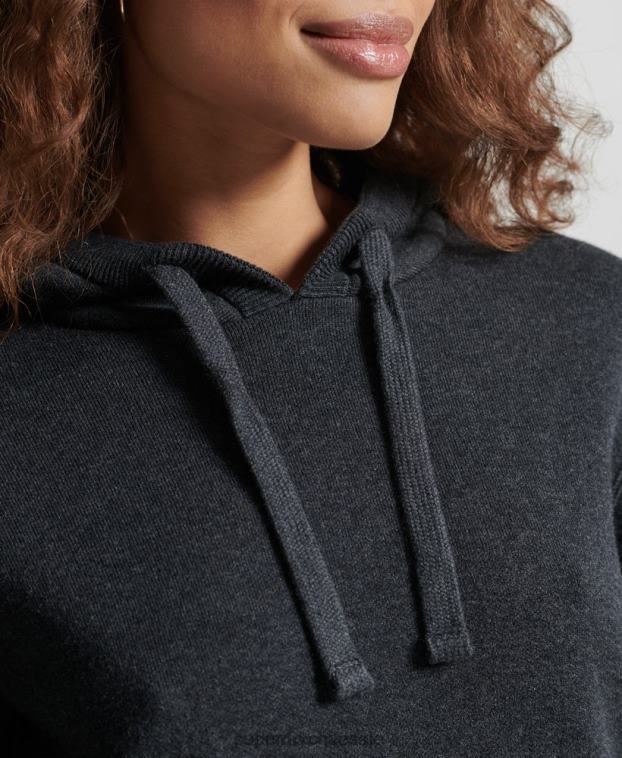 mujer Superdry negro sudadera esencial de algodón orgánico con capucha de algodón orgánico 2R68Z6686