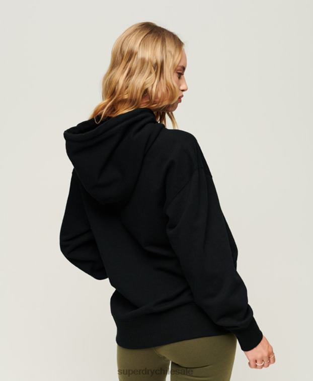 mujer Superdry negro sudadera oversize con código heráldico 2R68Z1982